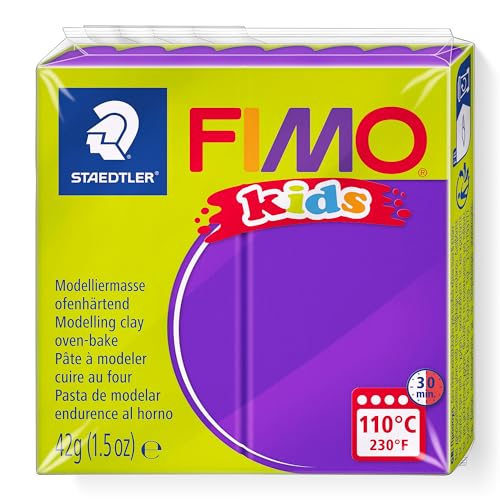 FIMO kids, Modelliermasse zum Modellieren und Kneten, 16 Farben, für Kinder Lila Lila von Staedtler