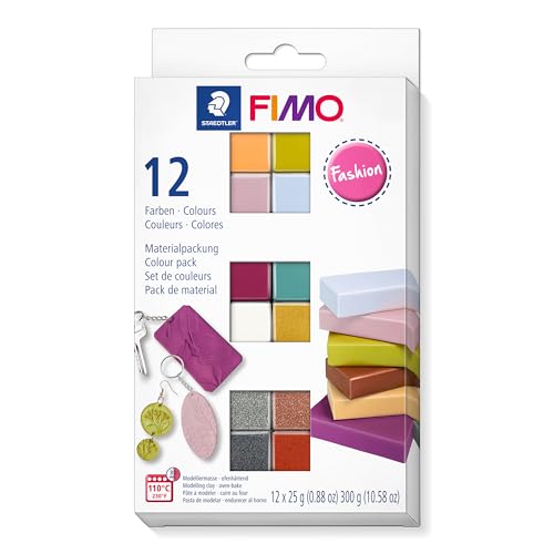 Staedtler 8023 C12-5 FIMO soft ofenhärtende Modelliermasse. Kartonetui mit 12 sortierten Fashion-Farben. von Staedtler
