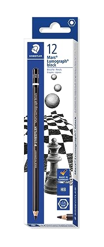 STAEDTLER 100B-HB Mars Lumograph black Künstlerbleistift (Härtegrad HB, Sechskantform, hochwertige Premium-Bleistifte mit spezieller Minenrezeptur, 12 ST in der Faltschachtel) von STAEDTLER