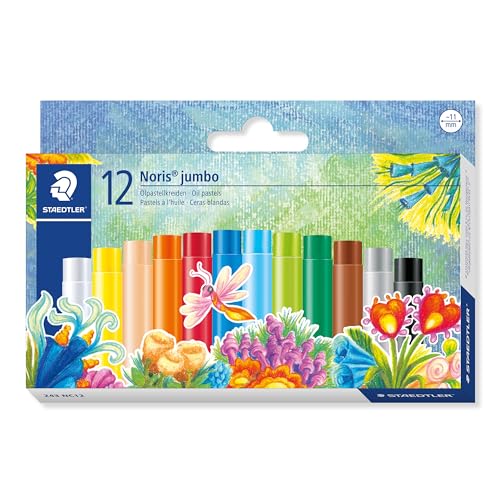 STAEDTLER 243 NC12 jumbo Ölpastellkreide Noris Club, Dürchmesser circa 11 mm, 12 Stück im Kartonetui von STAEDTLER