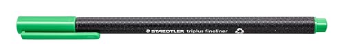 STAEDTLER 334-550 Triplus Fineliner (Dreikant, Superfeine, Metallgefasste Spitze, Linienbreite ca. 0,3 mm, 10 Stück) blassgrün von STAEDTLER