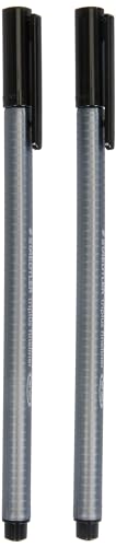 STAEDTLER 334-9 BK2D Fineliner Stift Triplus, dreikant Set schwarz, 2er Set von Staedtler