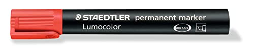 STAEDTLER 350-2 Lumocolor Marker permanent Keilspitze, 2 oder 5 mm, 10 Stück, rot von Staedtler