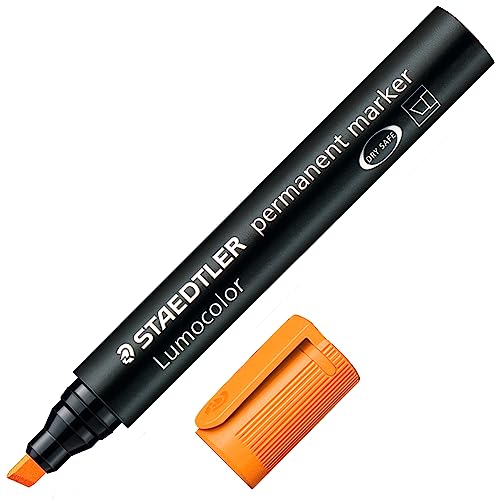 STAEDTLER 350-4 Lumocolor Marker permanent Keilspitze, 2 oder 5 mm, 10 Stück, orange von Staedtler