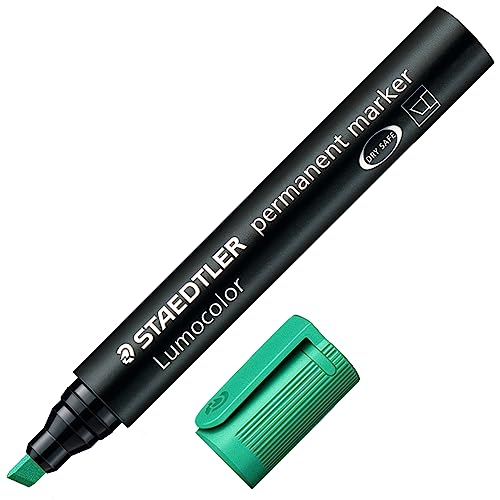 STAEDTLER 350-5 Lumocolor Marker permanent Keilspitze, 2 oder 5 mm, 10 Stück, grün von Staedtler