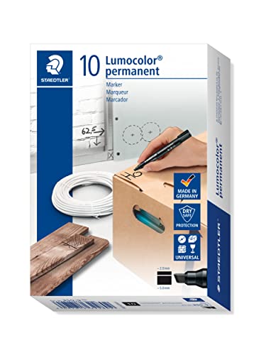 STAEDTLER 350-9 - Marker Lumocolor, permanent, Keilspitze, schwarz, 1 Stück (10er Pack) von Staedtler