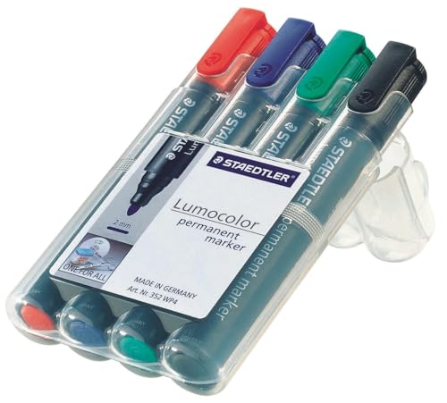 STAEDTLER 352 WP4 Lumocolor permanent marker 4 Stück in aufstellbarer STAEDTLER-Box, sortiert, 1 Stück von Staedtler