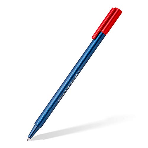 STAEDTLER 437 F-2 Kugelschreiber (triplus ball, ergonomische Dreikantform, hohe Qualität, Set mit 10 Stück, Farbe Rot, Linienbreite F) von Staedtler