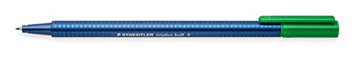 STAEDTLER 437 F-5 Kugelschreiber (triplus ball, ergonomische Dreikantform, hohe Qualität, Set mit 10 Stück, Farbe Grün, Linienbreite F) von Staedtler
