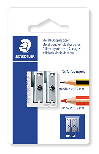 STAEDTLER 510 20 BK Metall Doppelspitzer, 1 Stück auf Blisterkarte, silberfarben von Staedtler