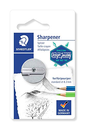 STAEDTLER 510 25BK-C Doppelspitzer (aus Magnesium, für Blei- und Buntstifte im Standardformat, höchste Präzision, superleicht, Blisterkarte mit einem Spitzer) von Staedtler