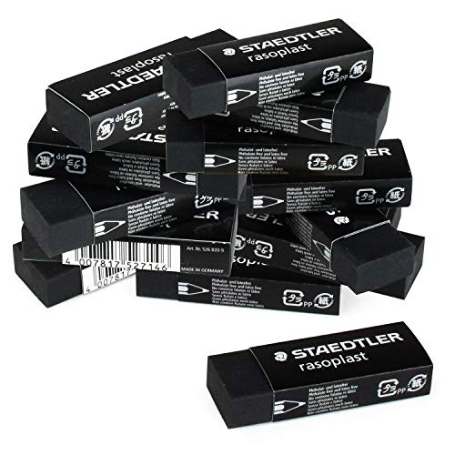 STAEDTLER 526 B20-9 Radierer rasoplast phtalat- und latexfrei, 65 x 13 x 23 mm, Schachtel mit 20 Stück, schwarz von Staedtler
