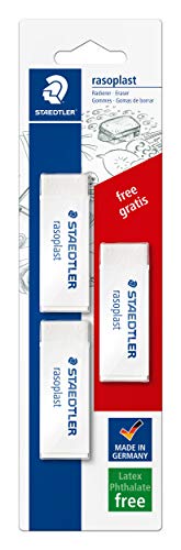 STAEDTLER 526 B20BK3P Radierer rasoplast phtalat- und latexfrei, 65 x 13 x 23 mm, 3 Stück auf Blisterkarte, 1 Stück gratis, weiß STAEDTLER 526 B20BK3P Radierer rasoplast phtalat- und latexfrei, 65 x 13 x 23 mm, 3 Stück auf Blisterkarte, 1 Stück gratis, weiß von Staedtler