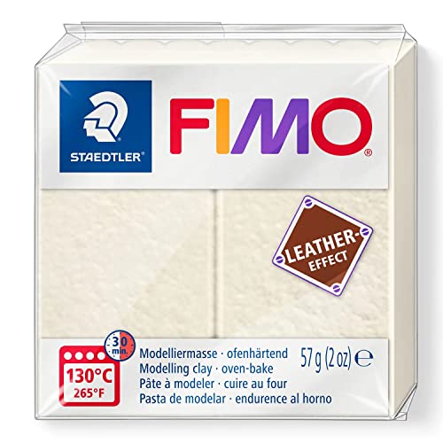 STAEDTLER 8010-029 Fimo Leather-Effect ofenhärtende Modelliermasse (für kreative Objekte im Leder-Look, lederähnliche Optik und Haptik) Farbe elfenbein von Staedtler