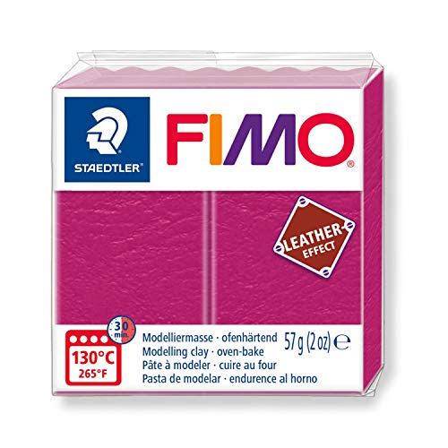 STAEDTLER 8010-229 Fimo Leather-Effect ofenhärtende Modelliermasse (für kreative Objekte im Leder-Look, lederähnliche Optik und Haptik) Farbe beere von Staedtler