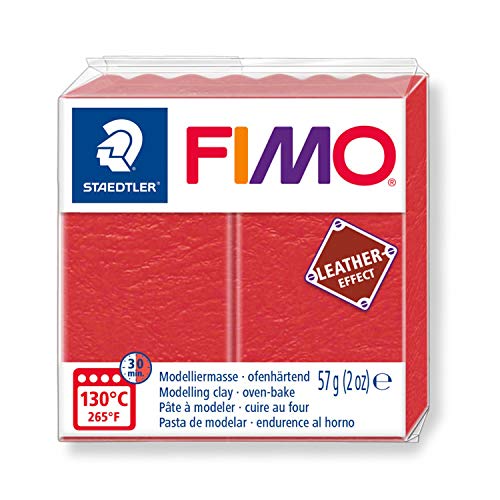 STAEDTLER 8010-249 Fimo Leather-Effect ofenhärtende Modelliermasse (für kreative Objekte im Leder-Look, lederähnliche Optik und Haptik) Farbe wassermelone von Staedtler