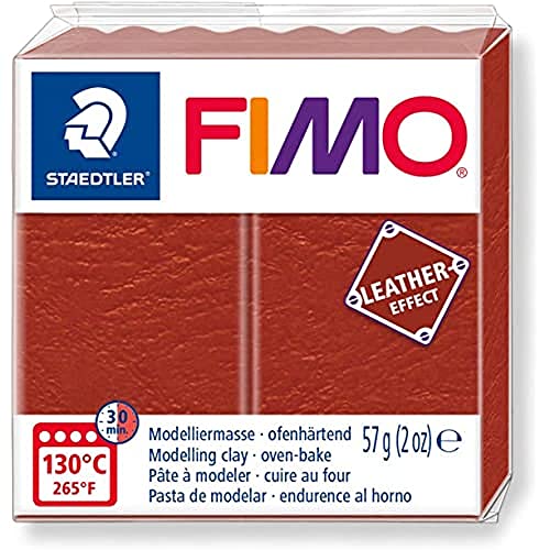 STAEDTLER 8010-749 Fimo Leather-Effect ofenhärtende Modelliermasse (für kreative Objekte im Leder-Look, lederähnliche Optik und Haptik) Farbe rost von Staedtler