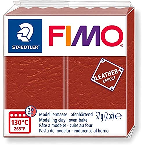 STAEDTLER 8010-749 Fimo Leather-Effect ofenhärtende Modelliermasse (für kreative Objekte im Leder-Look, lederähnliche Optik und Haptik) Farbe rost von STAEDTLER
