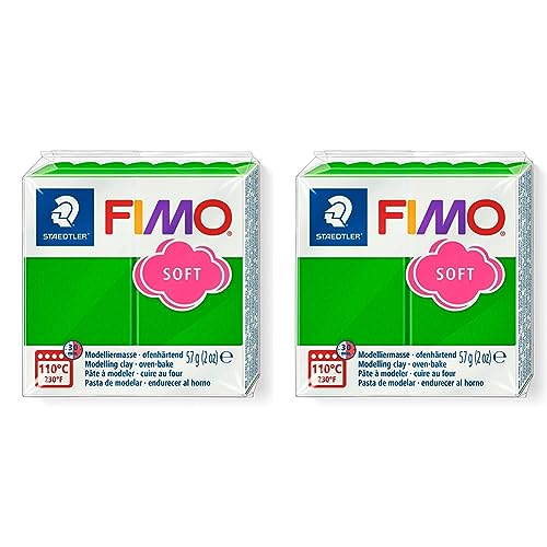 STAEDTLER 8020-53 - Fimo Soft Normalblock, Modelliermasse, 57 g, tropischgrün, 1 Packung (Packung mit 2) von Staedtler