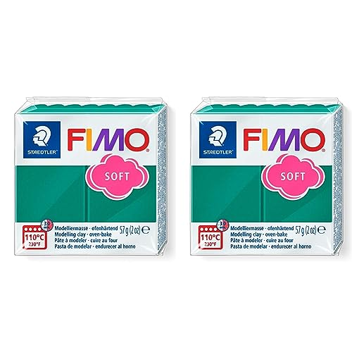 STAEDTLER 8020-56 - Fimo Soft Normalblock, Modelliermasse, 57 g, smaragd (Packung mit 2) von Staedtler