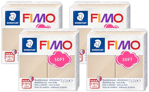 STAEDTLER 8020-70 - Fimo Soft Normalblock, Modelliermasse, 57 g, sahara, 1 Packung (Packung mit 4) von Staedtler