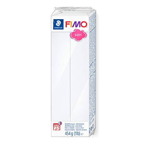 STAEDTLER ofenhärtende Modelliermasse FIMO soft, weiß, Großblock 454g, weich und geschmeidig, speziell für Einsteiger und Hobbykünstler, 8021-0 von Staedtler