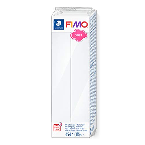 STAEDTLER ofenhärtende Modelliermasse FIMO soft, weiß, Großblock 454g, weich und geschmeidig, speziell für Einsteiger und Hobbykünstler, 8021-0 von STAEDTLER