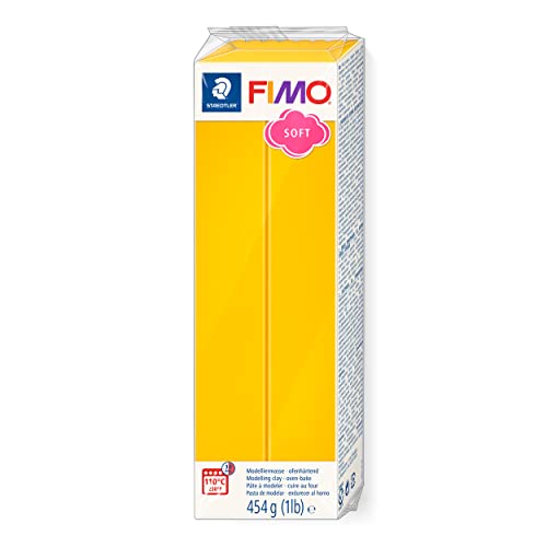 STAEDTLER ofenhärtende Modelliermasse FIMO soft, sonnengelb, Großblock 454g, weich und geschmeidig, speziell für Einsteiger und Hobbykünstler, 8021-16 von Staedtler