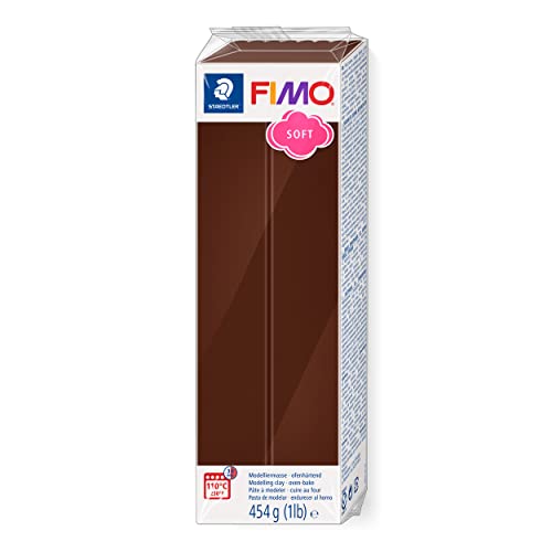 STAEDTLER ofenhärtende Modelliermasse FIMO soft, schokolade, Großblock 454g, weich und geschmeidig, speziell für Einsteiger und Hobbykünstler, 8021-75 von Staedtler