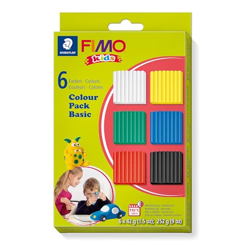 STAEDTLER 8032 01 - Fimo kids Materialpackung Colour Pack, basic, 6 x 42 g von Staedtler