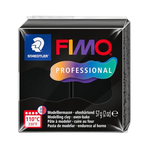 STAEDTLER FIMO professional 8040 ofenhärtende Modelliermasse, speziell für Profis und Künstler, Einzelprodukt schwarz, 8040-9 von STAEDTLER