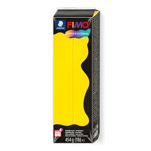 STAEDTLER 8041-100 ST FIMO professional ofenhärtende Modelliermasse (Großblock 454g (1 lb)) Farbe: reingelb von Staedtler