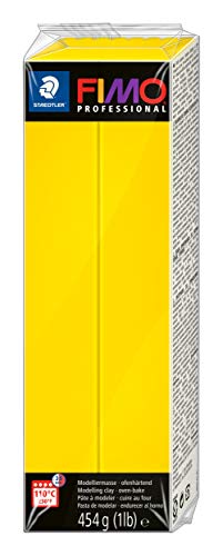 STAEDTLER 8041-100 ST FIMO professional ofenhärtende Modelliermasse (Großblock 454g (1 lb)) Farbe: reingelb von Staedtler