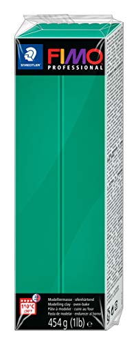 STAEDTLER 8041-500 ST FIMO professional ofenhärtende Modelliermasse (Großblock 454g (1 lb)) Farbe: reingrün von Staedtler