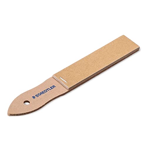 STAEDTLER 923 23BK-C Sandpapier (12 Blatt feines Sandpapier auf Holzgriff, zum Anspitzen, für konische Formen oder elliptische Kurven, Blisterkarte), braun von Staedtler