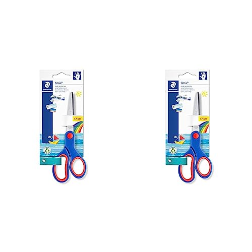 STAEDTLER 965 17 NBK Bastelschere Noris Club (ergonomische Griffzone, gerundete Klingen, hohe Schneidleistung, Länge: 17 cm) (Packung mit 2) von Staedtler