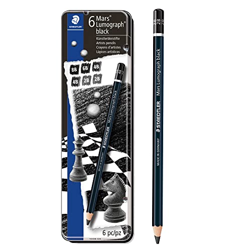 STAEDTLER Bleistift Mars Lumograph black, 6er Metalletui, Sie erhalten 1 Packung, Packungsinhalt: 6 er Etui von Staedtler