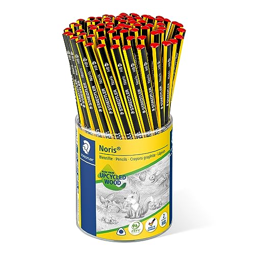 STAEDTLER Bleistift Noris (hohe Bruchfestigkeit, ergonomische Dreikantform, rutschfeste Soft-Oberfläche, Wopex-Material, Härtegrad HB, Köcherpackung, 183-HBKP72ST) von Staedtler