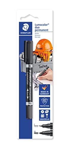 STAEDTLER Doppel-Marker für Heimwerker Lumocolor duo permanent, zur Beschriftung großer und kleiner Werkzeuge und Werkzeugboxen, 2 Spitzen F+M, wasserfest, Made in Germany, Schwarz, 348-9 BK-1 STAEDTLER Doppel-Marker für Heimwerker Lumocolor duo permanent, zur Beschriftung großer und kleiner Werkzeuge und Werkzeugboxen, 2 Spitzen F+M, wasserfest, Made in Germany, Schwarz, 348-9 BK-1 von Staedtler