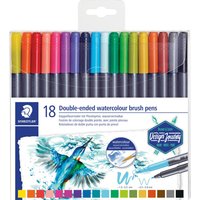 STAEDTLER Doppelfasermaler mit Pinselspitze, 18 St. von Multi