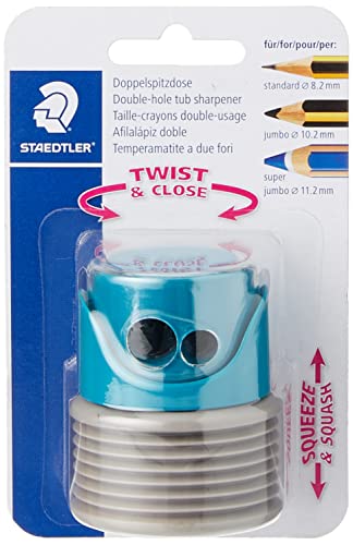 STAEDTLER Doppelspitzdose mit Faltbalg, zwei Spitzlöcher für unterschiedliche Stiftformate, Blisterkarte mit 1 Spitzer petrol/ grau, 513007BK-2 STAEDTLER Doppelspitzdose mit Faltbalg, zwei Spitzlöcher für unterschiedliche Stiftformate, Blisterkarte mit 1 Spitzer petrol/ grau, 513007BK-2 von Staedtler