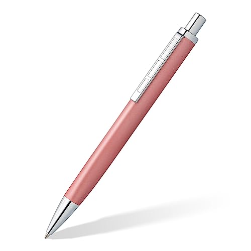 STAEDTLER Druckkugelschreiber triplus 444 M, Farbe Radiant Rose, hochwertiges Metallgehäuse in ergonomischer Dreikantform, Großraummine M, Schreibfarbe Blau, 444 M20-3 von Staedtler