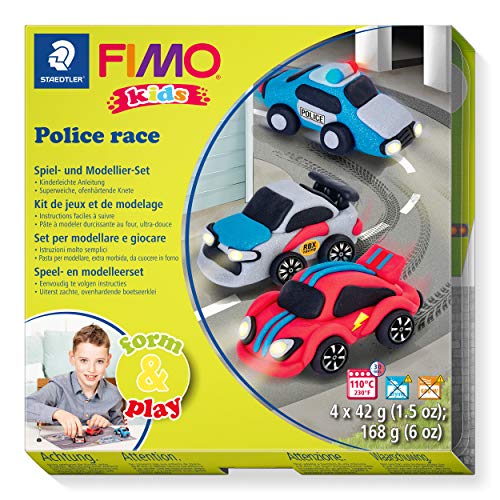 STAEDTLER FIMO kids form&play “Police Race”, Ofenhärtende Modelliermasse mit Zubehör, 8034 29 LY von Staedtler