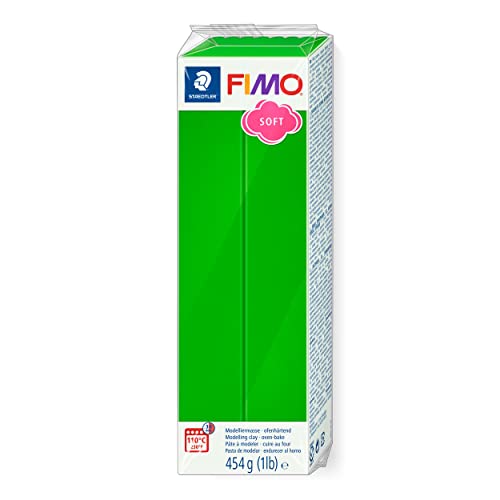 STAEDTLER ofenhärtende Modelliermasse FIMO soft, tropisch grün, Großblock 454g, weich und geschmeidig, speziell für Einsteiger und Hobbykünstler, 8021-53, Tropischgrün von Staedtler