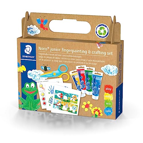 STAEDTLER Fingermalfarben und Bastel Set Noris junior, 4 Tuben Fingerfarbe in sortierten Farben, Sicherheitsschere und Bastelanleitungen, dermatologisch getestet, 61 C2 STAEDTLER Fingermalfarben und Bastel Set Noris junior, 4 Tuben Fingerfarbe in sortierten Farben, Sicherheitsschere und Bastelanleitungen, dermatologisch getestet, 61 C2 von Staedtler