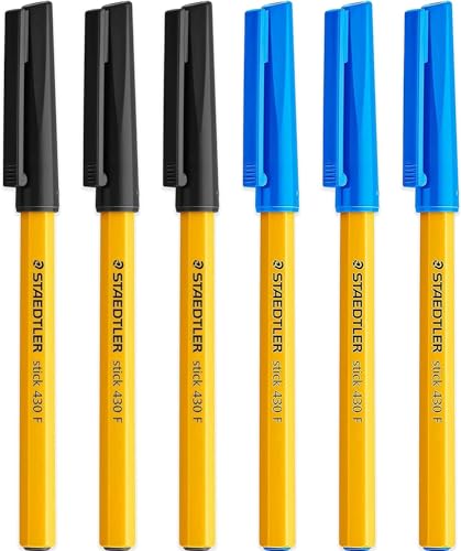 Staedtler Kugelschreiber, 0,3 mm, 430, glatt, Schwarz / Blau, 6 St ck von STAEDTLER