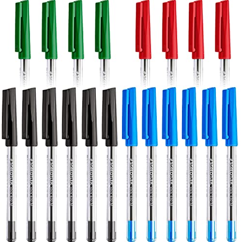 STAEDTLER Kugelschreiber, mittelgroß, 0,5 mm, 430 M, glatt, 6 x Schwarz, 6 x Blau, 4 x Grün und 4 x Rot, 20 Stück von STAEDTLER