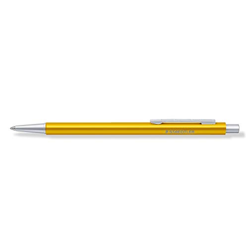 STAEDTLER Kugelschreiber Organizer Pen gelb (hochwertiger Kugelschreiber aus Aluminium, ideal für Zeitplaner, Großraummine blau M, 9POP3B1-9 ST) von Staedtler