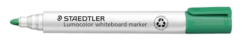STAEDTLER Whiteboard Marker Lumocolor, grün, trocken und rückstandsfrei abwischbar, Rundspitze ca. 2 mm Linienbreite, hohe Qualität Made in Germany, 10 grüne Marker, 351-5 von STAEDTLER