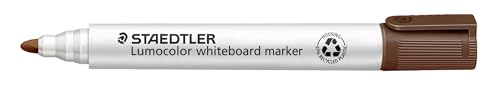 STAEDTLER Whiteboard Marker Lumocolor, braun, trocken und rückstandsfrei abwischbar, Rundspitze ca. 2 mm Linienbreite, hohe Qualität Made in Germany, 10 braune Marker, 351-7 von Staedtler